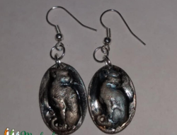 Black cat ceramic earrings
