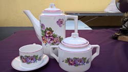 Antique zsolnay mocha set, pansy in the quantity shown in the picture