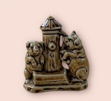 Antik kerámia malacok karos kútnál, közkútnál, malacka, malac, szerencse