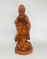 Antique ancient chinese hand carved boxwood wood statue buddha wise immortal china japan asia