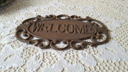 Double-sided cast iron company welcome sign