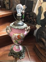 Art Nouveau porcelain-bronze table lamp, 70 cm high, working