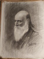 Signed graphic pencil and charcoal drawing by Ferenc Nagy painter from 1912 -356