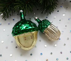 Old acorn Christmas tree decoration 2 pcs together 6-7cm