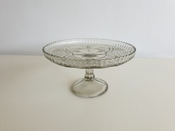 Old vintage pedestal glass serving plate cake plate fruit plate