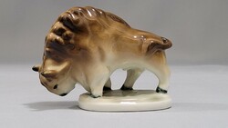 Zsolnay hand painted bison, bull