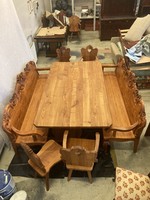 Barasztbarokk étkezőasztal székekkel (cseresznyefa)