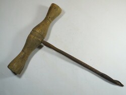 Antik Régi cigányfúró kézi fúró kézifúró szerszám 14 mm átmérő