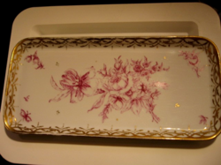 Suisse langenthal tray with pink flowers and a richly gilded edge
