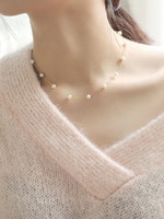 14K gold necklace with pearls - adjustable length