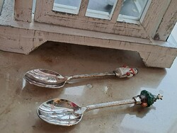 ÉV VÉGI KIÁRUSÍTÁS! Silver plated spoon teespoon ezüstözött angol vintage karácsonyi teáskanál duó