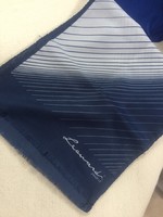 Blue-grey striped scarf with Leonardi Paris lettering