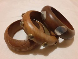 3 wooden bracelets together