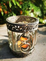 Glass Candle Holder in Metal Frame