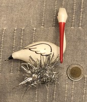 Régi retro  ,üveg  Karácsonyfadísz gólya
