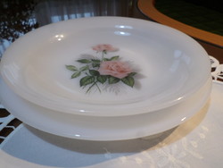 Flat/deep plate with a rose pattern, heat-resistant opal, Jena, faceted