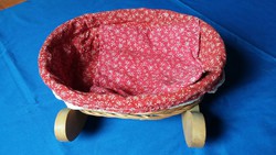 Wicker cane baby cradle