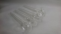 4 Blown glass 11 cm long horizontal violet vases in one