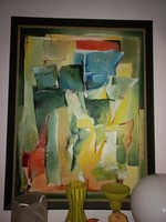 Quiet Csaba - a chance meeting abstract oil painting