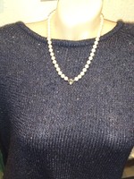 Beautiful vintage women's necklace with neck blue pearls with 14k 585 gold pendant clasp.
