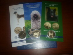 ﻿﻿Komondor, Hungarian greyhound, Mudi 2000 HUF non-ferrous metal commemorative coin for sale together! Unc pp