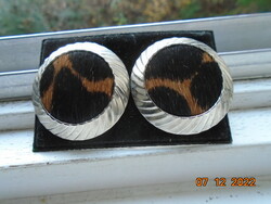 1980 WILMA SPAGLI MADE IN ITALY designer szőrme betétes ezüstözött klipsz