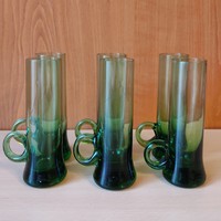 zöld színű pohár, snapszos készlet