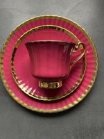 Pink vitrin állapotú 24 karátos aranyozású Bavaria teás csésze szett