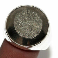 Silver men's signet ring with top quality sun pyrite stone