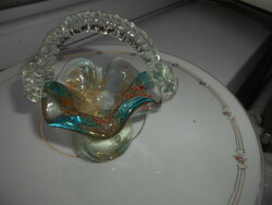 Multi-colored bohemia jewelry holder glass basket - handmade piece.