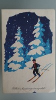 Old Christmas postcard 1965 picture postcard skiing snowy landscape