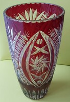 Retro burgundy cut crystal vase