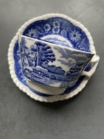 Enoch Wood’s England kék angol jelenetes porcelán teás cappuccinos szett