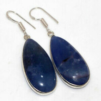 925 sterling silver earrings with real raw sapphire