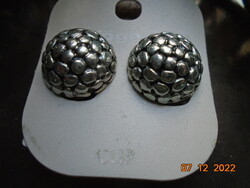 Újszerű holland Almere niellós ezüstözött málna szem formájú  fülbevaló, klipsz