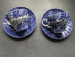 Wood's England blue English scene porcelain tea cappuccino set in pairs