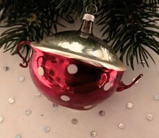 Régi teás kanna karácsonyfa dísz 5x7cm