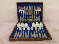 Old Russian silver-plated alpaca 6-person, 24-piece cutlery set