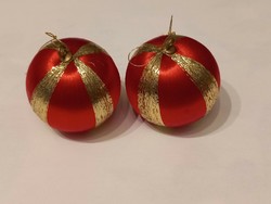 Retro régi karácsonyfa disz piros alma arany  átszövéssel ritka