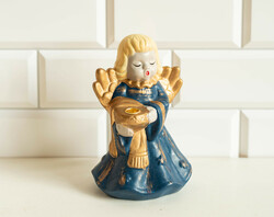 Thun type ceramic angel figure with candle holder in hand - Christmas singing angel