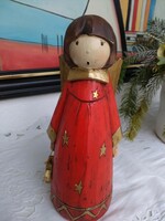 Nagyon bájos kézi festett fa angyalka