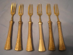 E1 -34 silver + gold marked master brand luxury dessert fork set rarity for sale