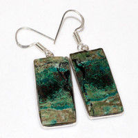 925 sterling silver earrings with real raw African turquoise