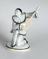 Német porcelán - Zenélő bohóc/ harlekin figura