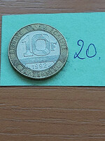 French 10 francs franc 1992 bimetal 20