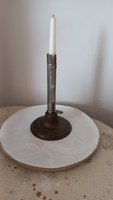 Antique candle holder made of iron, the base is richly decorated, the height of the candle can be adjusted using the small tab