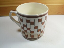 Retro old marked mug cup colored checkered -granite Kispest cs.K.Gy.- Approx. 1950s