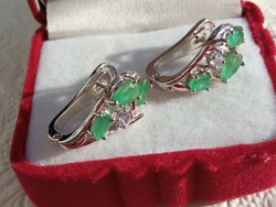 Smaragd - tanzanit 925 ezüst fülbevaló