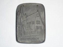 Sepsiszentgyörgy Museum - black ceramic ceramic clay plaque - Transylvanian Romania memory