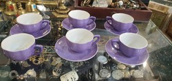 Zsolnay purple porcelain coffee set, for 6 people, with one plate missing.